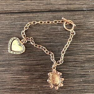 Gold metal picture frame charm bracelet